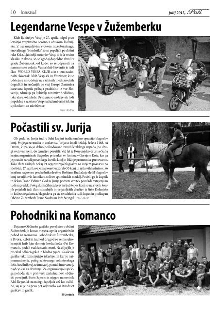 Suhokranjske poti poletje 2013 - ObÄina Å½uÅ¾emberk