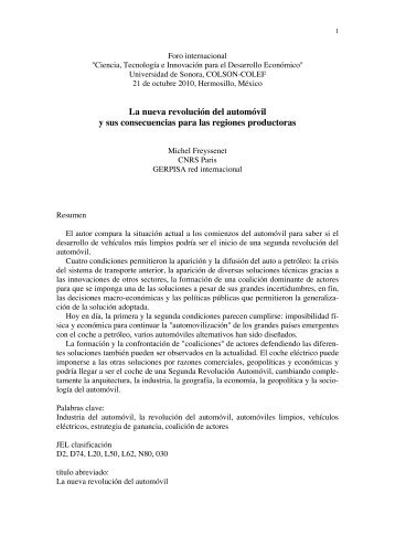 La nueva revolucion del automovil y sus ... - Michel Freyssenet