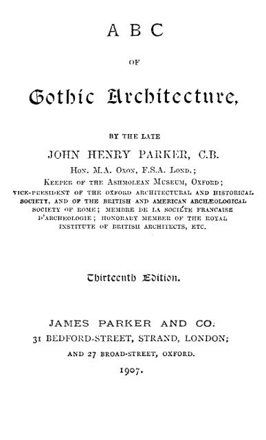 A B C of Gothic Architecture