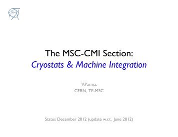 The MSC-CMI Section - TE-MSC-CMI - CERN