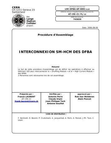 INTERCONNEXION SM-HCM DES DFBA - CERN