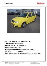 SKODA FABIA 1.4 MPI / 75 CP Transmisie automata Editie ... - Delcar