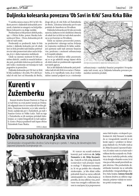 Suhokranjske poti pomlad 2013 - ObÄina Å½uÅ¾emberk