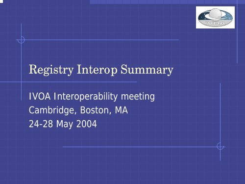 Registry Interop Summary - IVOA