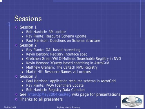 Registry Interop Summary - IVOA