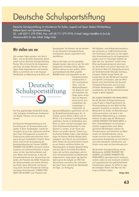 Ausgabe 1/2011 - Deutsche Olympische Gesellschaft