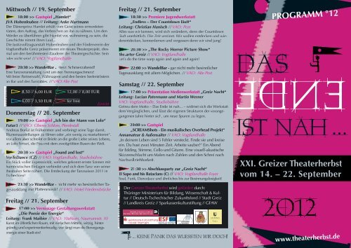 PROGRAMM Â°12 XXI. Greizer Theaterherbst vom ... - Vogtlandspiegel