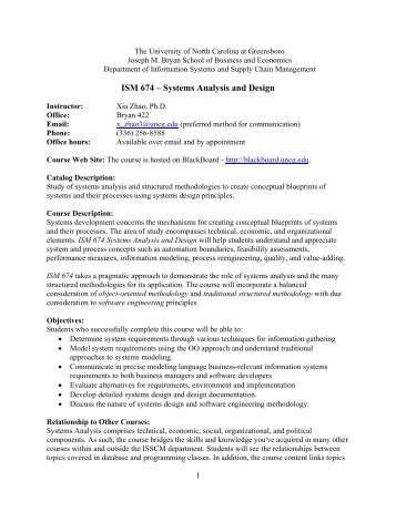 ISM 674 – Systems Analysis and Design - The University of North ...