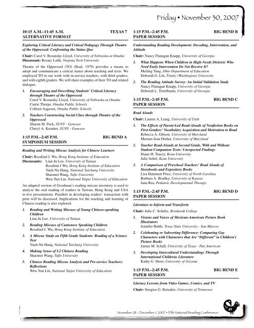 2007 Program - Literacy Research Association