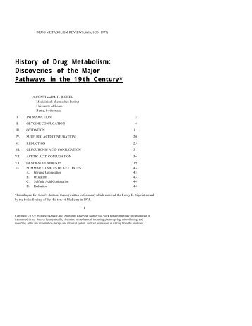 History of Drug Metabolism: Discoveries of the ... - medvetande.dk