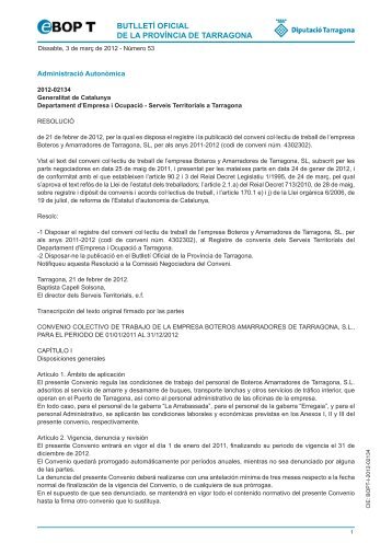 butlletÃ­ oficial de la provÃ­ncia de tarragona - CCOO de Catalunya