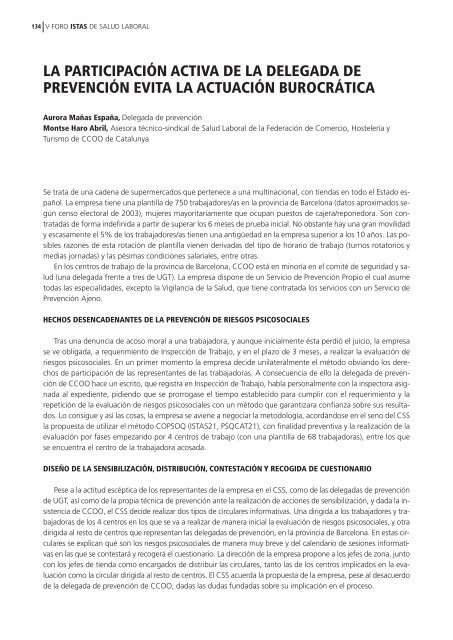 el ambiente psicosocial de trabajo y la salud - CCOO de Catalunya