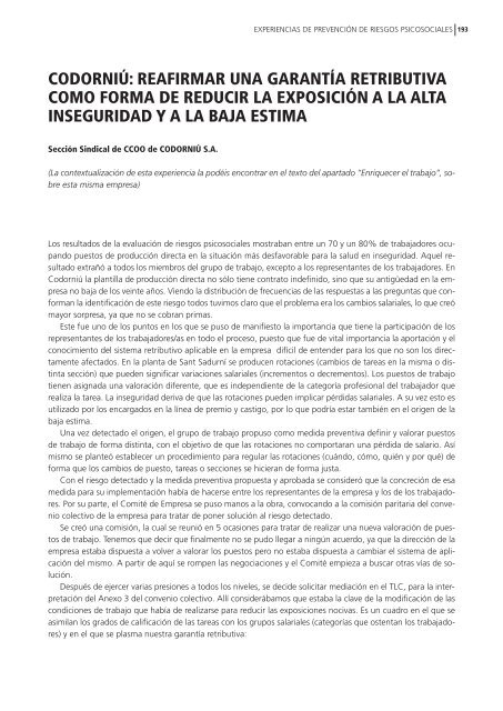 el ambiente psicosocial de trabajo y la salud - CCOO de Catalunya