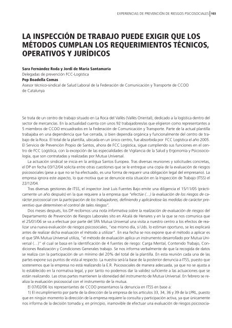 el ambiente psicosocial de trabajo y la salud - CCOO de Catalunya