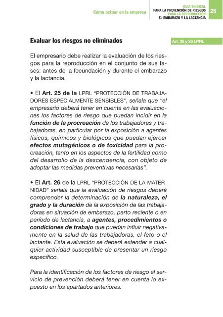 GuÃ­a sindical para la prevenciÃ³n de riesgos durante el embarazo y ...