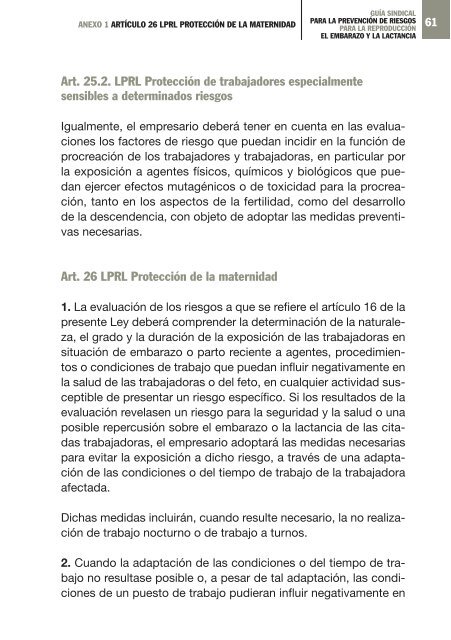 GuÃ­a sindical para la prevenciÃ³n de riesgos durante el embarazo y ...