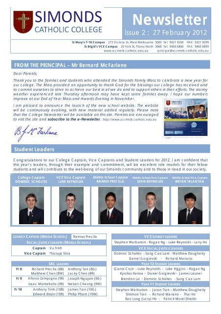 Issue 2 27 February 2012 Simonds Catholic College