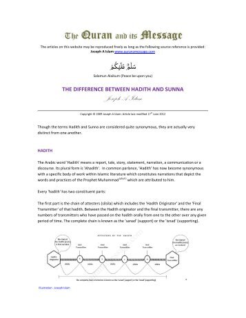 the difference between hadith and sunna - The Quran and its Message