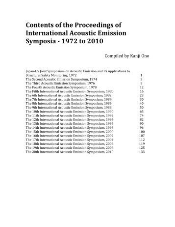 EWGAE 22-30 Contents of the Proceedings, 1972-2010 - AEWG