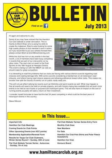 Hamilton Car Club Bulletin â July 2013