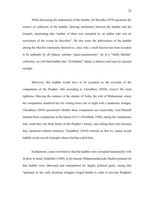 Research Paper Analysis of Credibility of Hadiths and Its Influence ...