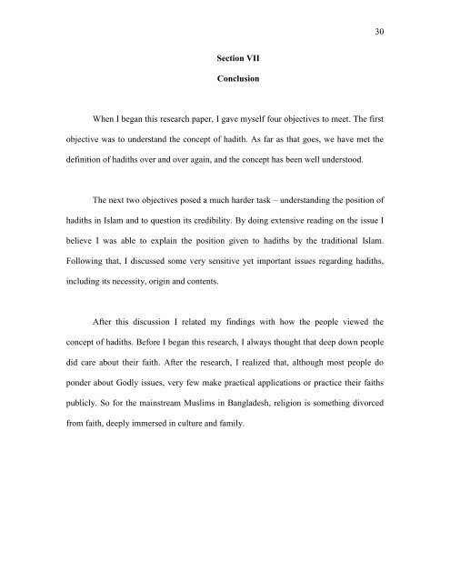 Research Paper Analysis of Credibility of Hadiths and Its Influence ...