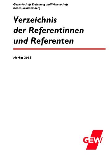 Verzeichnis der Referentinnen und Referenten - Gewerkschaft ...