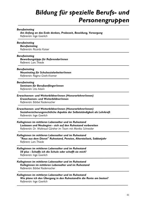 Verzeichnis der Referentinnen und Referenten - Gewerkschaft ...