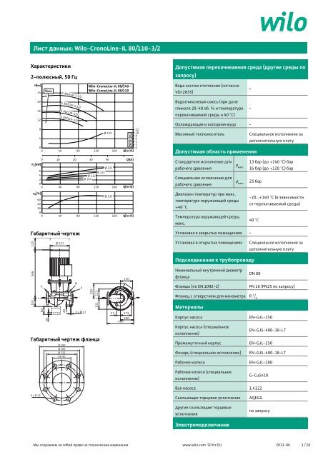 ÐÐ¸ÑÑ Ð´Ð°Ð½Ð½ÑÑ: Wilo-CronoLine-IL 80/110-3/2 - Ð½Ð°ÑÐ¾ÑÐ¾Ð² Wilo