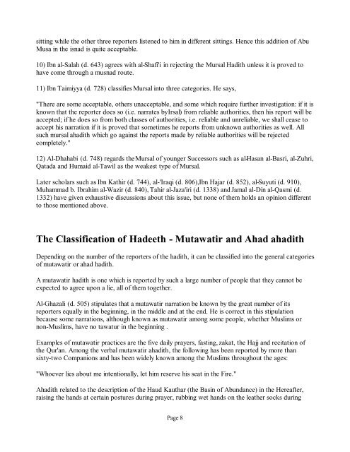 Rules Governing The Criticism Of Hadith - Islam House