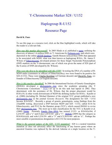 Y-Chromosome Marker S28 / U152 Haplogroup R ... - Davidkfaux.org