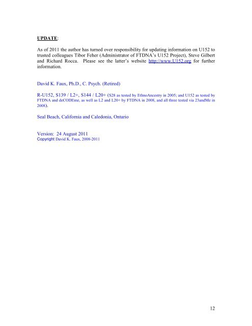 Y-Chromosome Marker S28 / U152 Haplogroup R ... - Davidkfaux.org