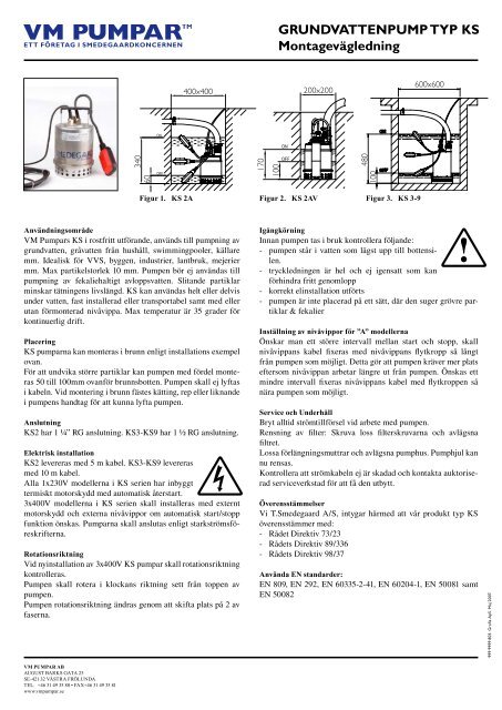 DYKPUMPE TYPE KS Montagevejledning - Smedegaard