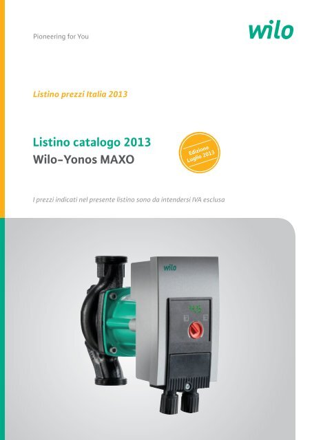 Listino catalogo 2013 Wilo-Yonos MAXO