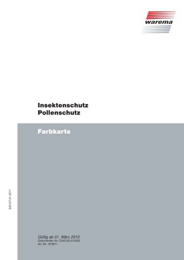 Insektenschutz Pollenschutz Farbkarte