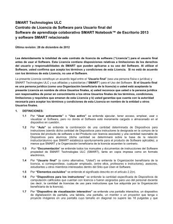 SMART Technologies ULC Contrato de Licencia de Software para ...