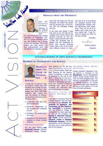 Issue 1 - American College of Thessaloniki