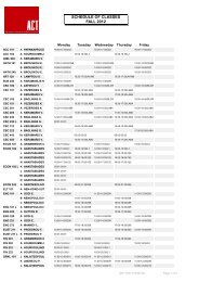 SCHEDULE OF CLASSES FALL 2012