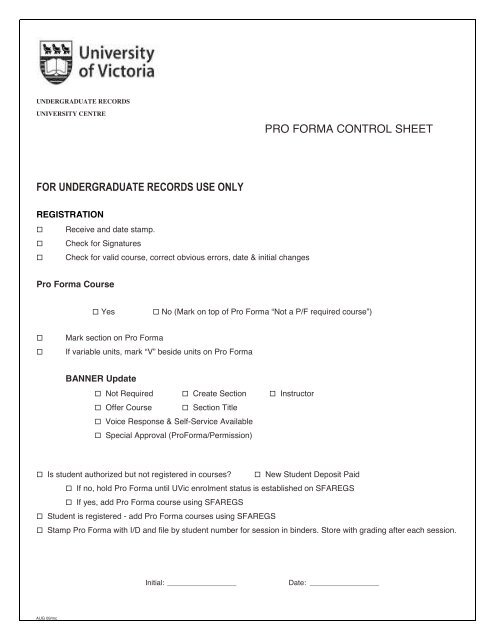 undergraduate records uni pro forma p l template