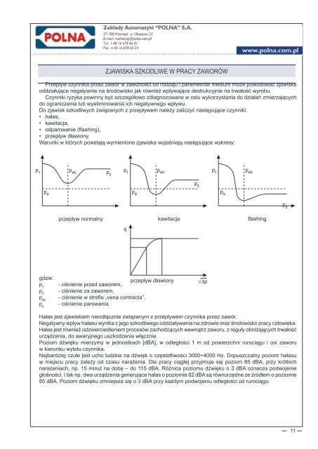 Zjawiska szkodliwe w pracy zaworów (2,6 MB) - Polna S.A.