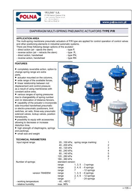 Product catalogue: Automatic control and heat ... - Polna S.A.