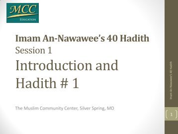 hadiths - Muslim Community Center