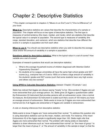 Chapter 2: Descriptive Statistics - Heather Lench, Ph.D.