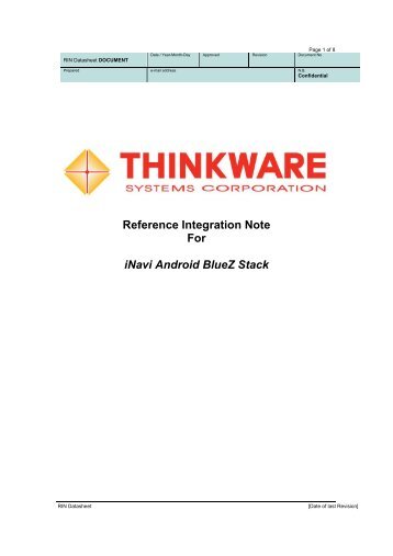 Open Reference Integration Notes (RIN) - Bluetooth
