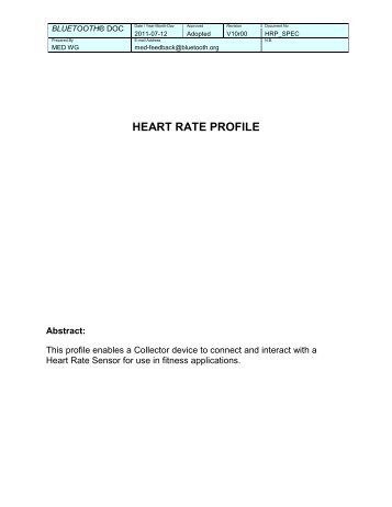 heart rate profile - Bluetooth Development Portal