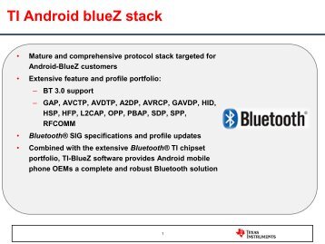 Open Reference Integration Notes (RIN) - Bluetooth