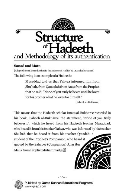A critical analysis of the Modernists and the Hadeeth ... - Islam House