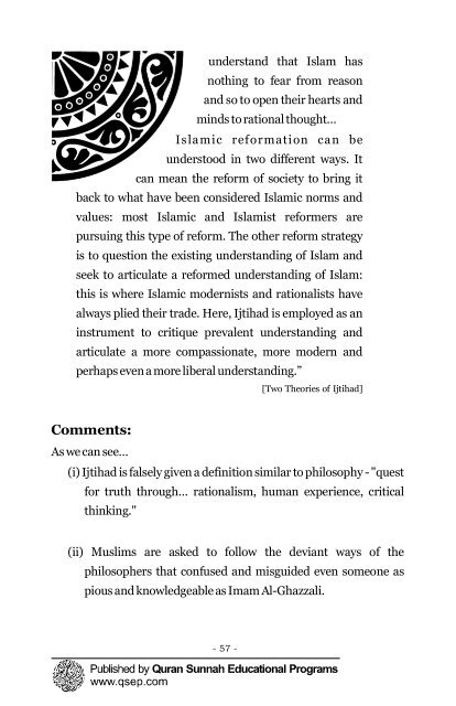 A critical analysis of the Modernists and the Hadeeth ... - Islam House