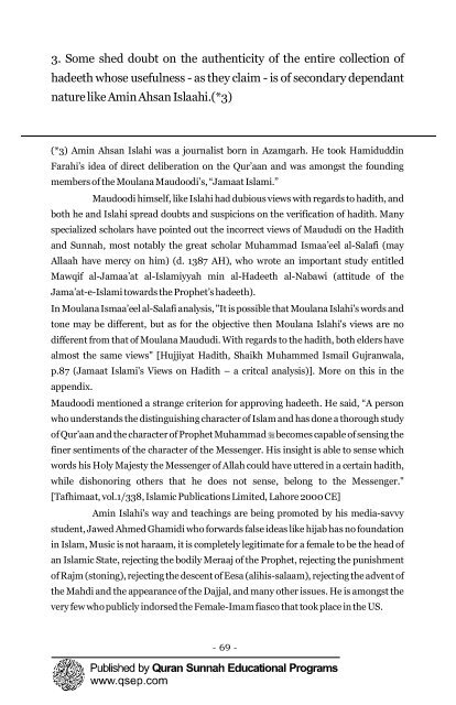 A critical analysis of the Modernists and the Hadeeth ... - Islam House