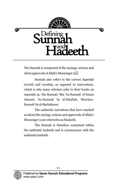 A critical analysis of the Modernists and the Hadeeth ... - Islam House